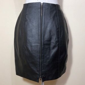 Styleworks Vintage Leather Mini Skirt Straight Womens Size 8 Full Zip Front